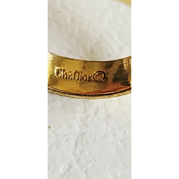 Vintage Christian Dior Gold Plated Crystal  Ring Adjustable - Picture 5 of 6